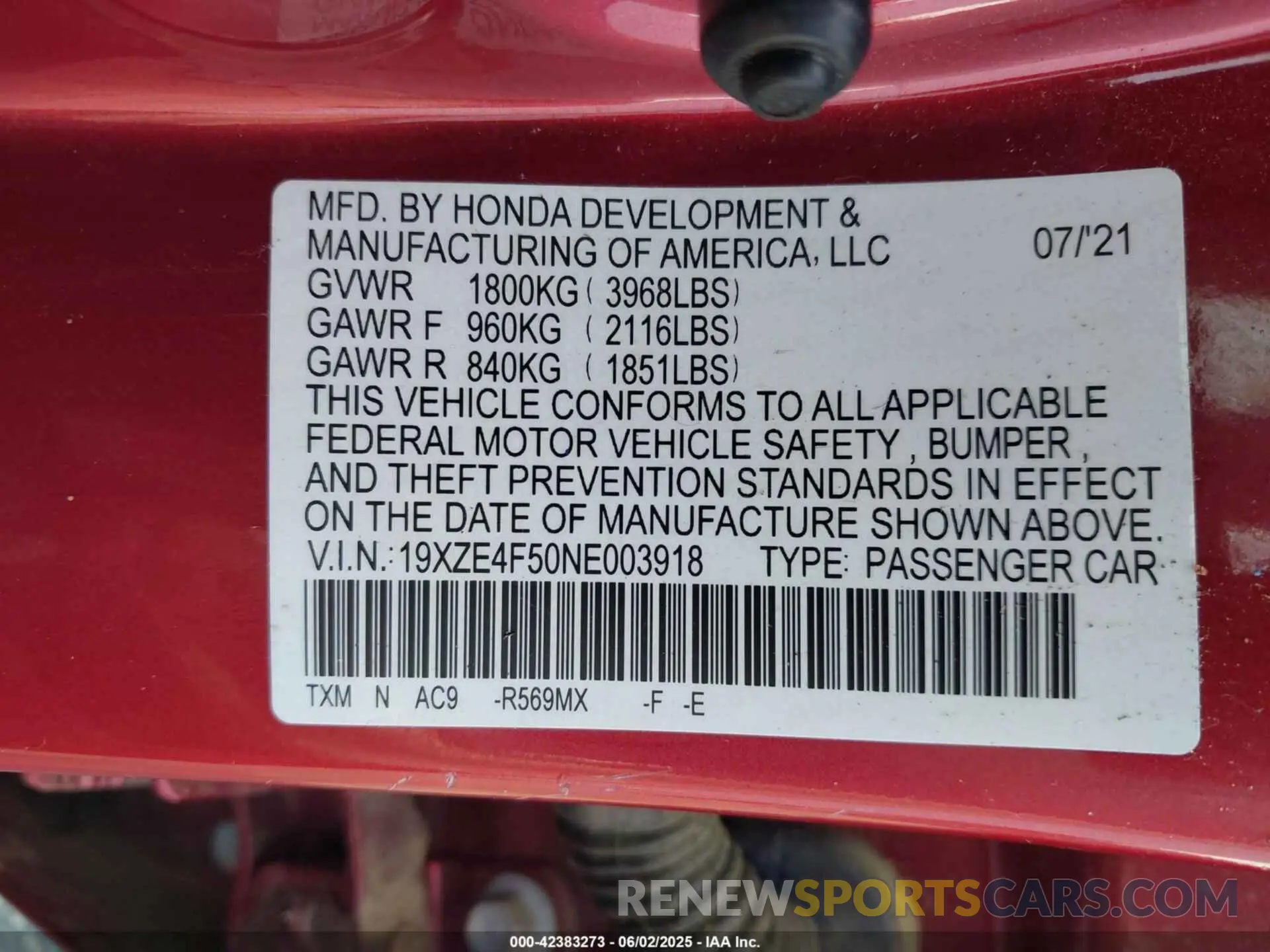 9 Photograph of a damaged car 19XZE4F50NE003918 HONDA INSIGHT 2022