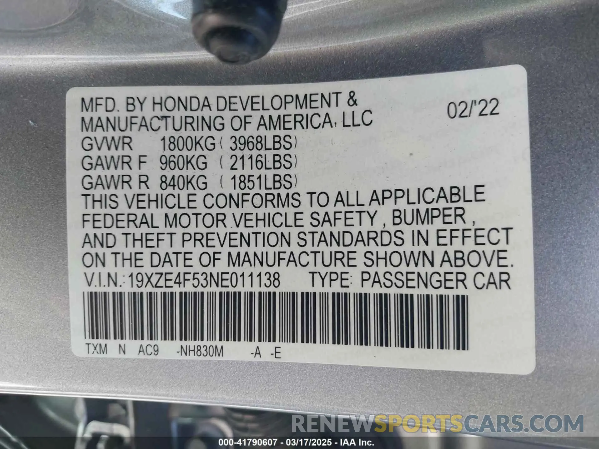 9 Photograph of a damaged car 19XZE4F53NE011138 HONDA INSIGHT 2022