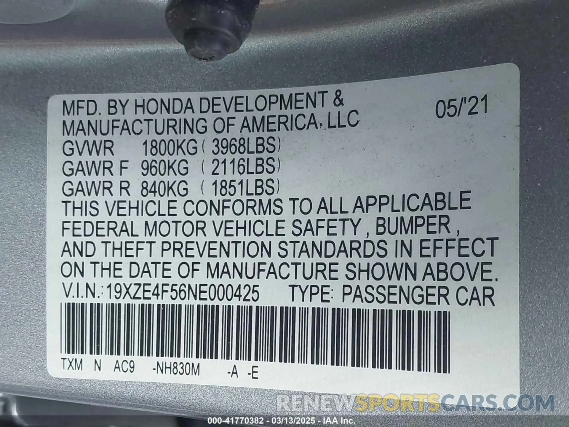 9 Photograph of a damaged car 19XZE4F56NE000425 HONDA INSIGHT 2022