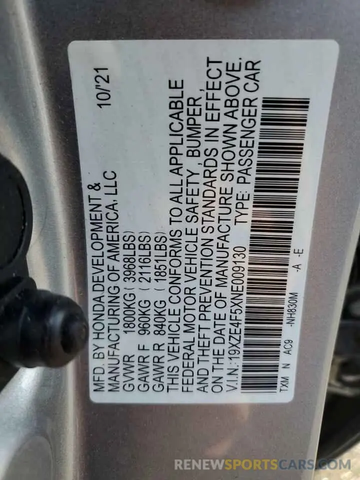 12 Photograph of a damaged car 19XZE4F5XNE009130 HONDA INSIGHT 2022