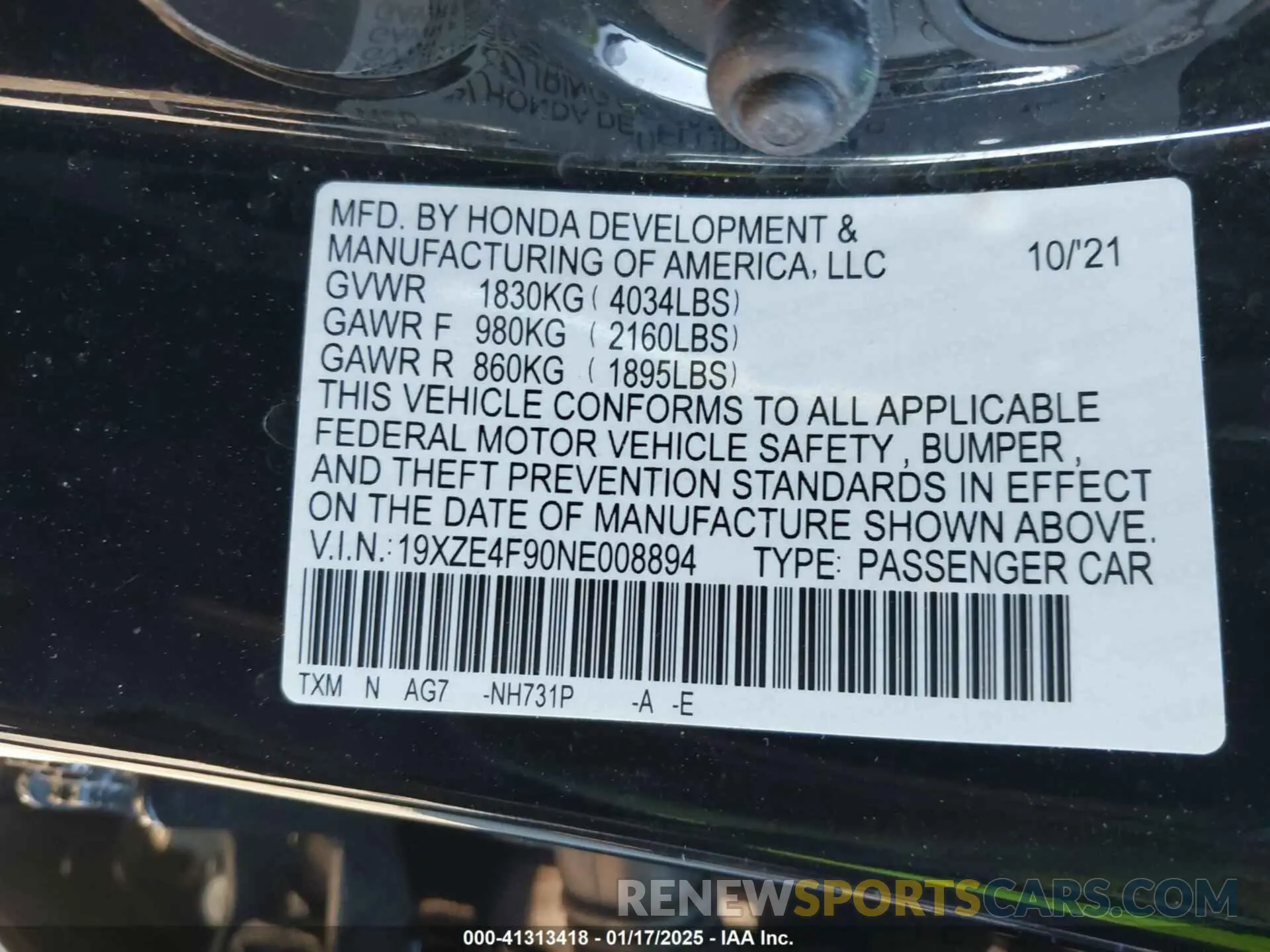 9 Photograph of a damaged car 19XZE4F90NE008894 HONDA INSIGHT 2022