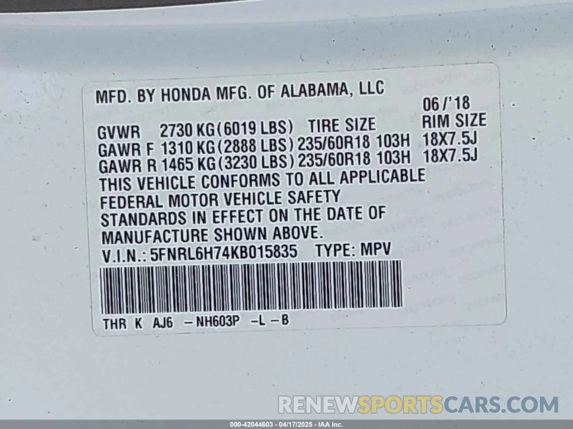 9 Photograph of a damaged car 5FNRL6H74KB015835 HONDA ODYSSEY 2019