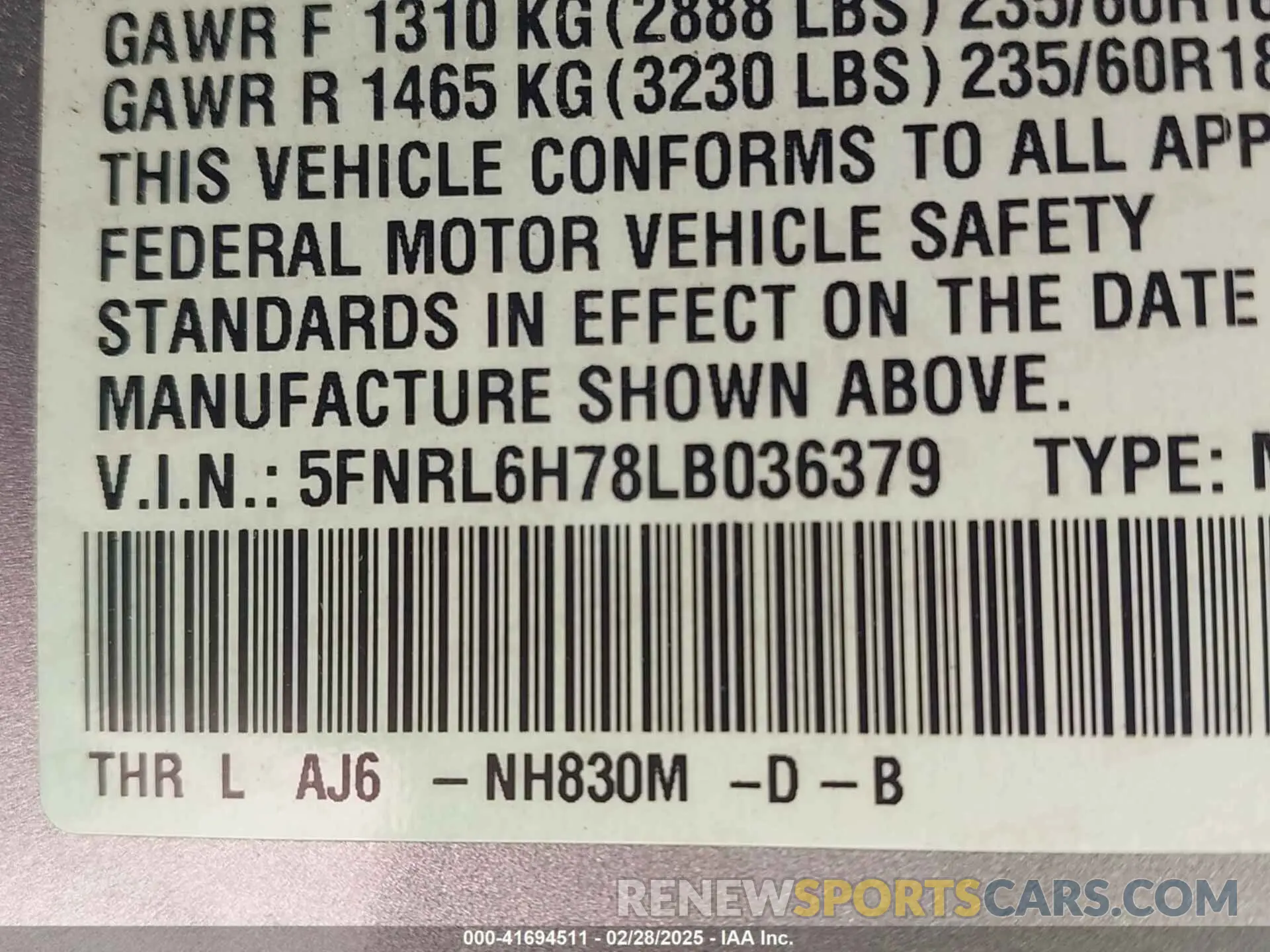 9 Photograph of a damaged car 5FNRL6H78LB036379 HONDA ODYSSEY 2020