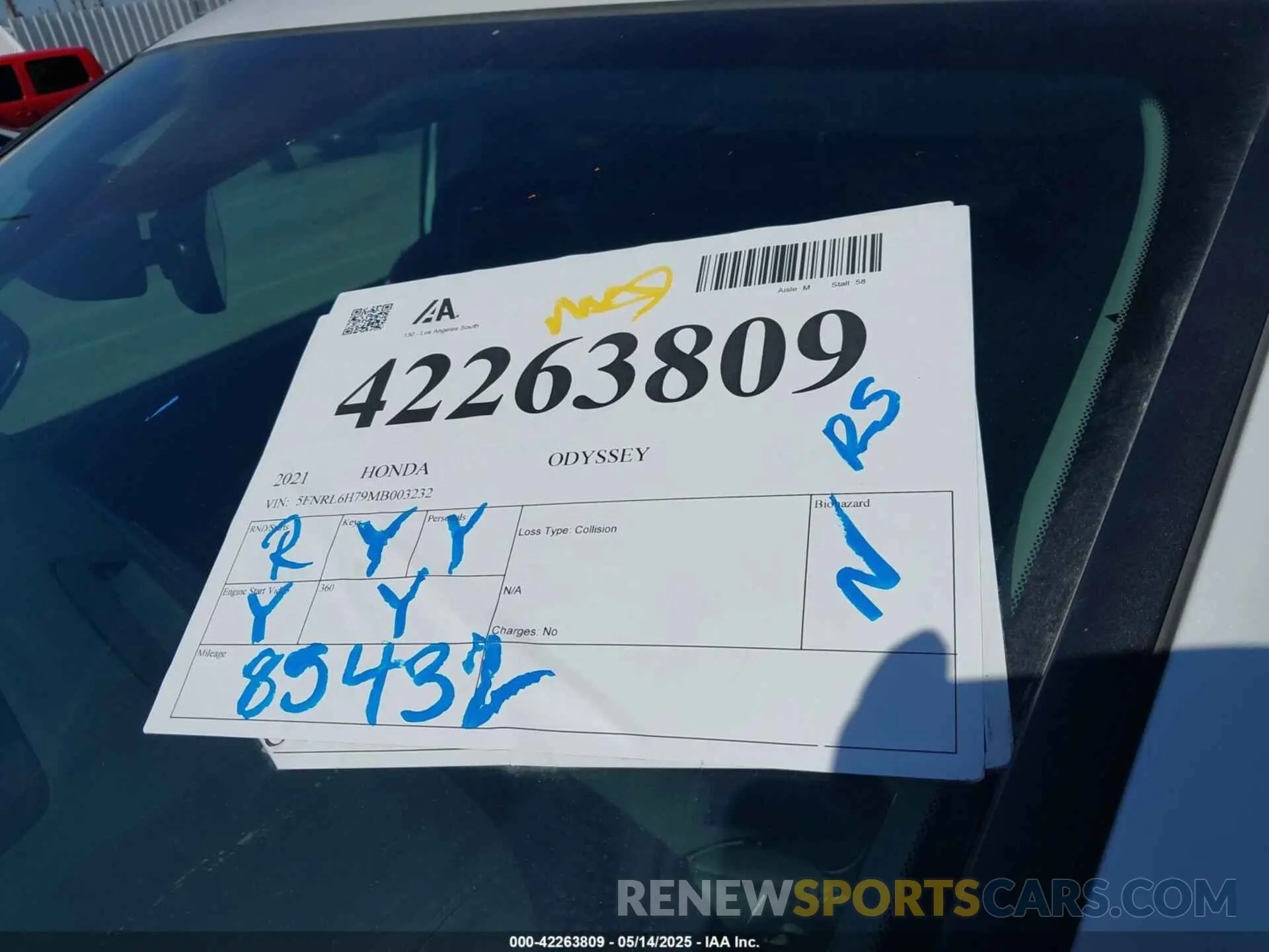 17 Photograph of a damaged car 5FNRL6H79MB003232 HONDA ODYSSEY 2021