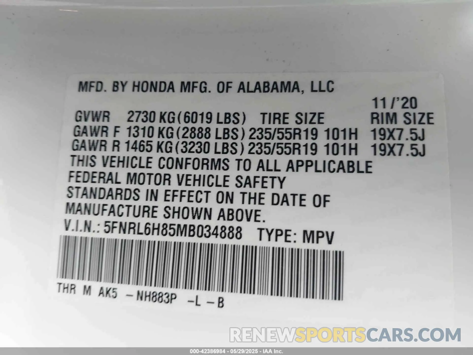 9 Photograph of a damaged car 5FNRL6H85MB034888 HONDA ODYSSEY 2021