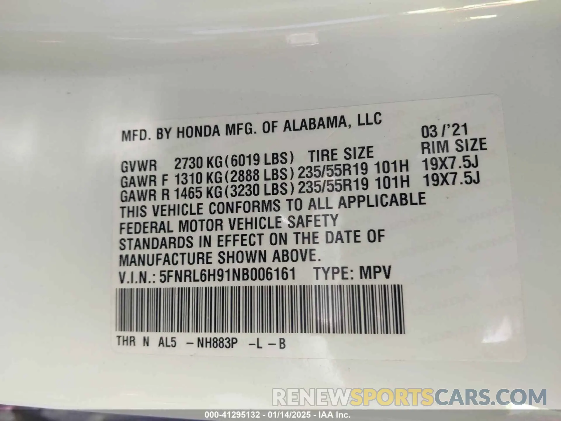 9 Photograph of a damaged car 5FNRL6H91NB006161 HONDA ODYSSEY 2022