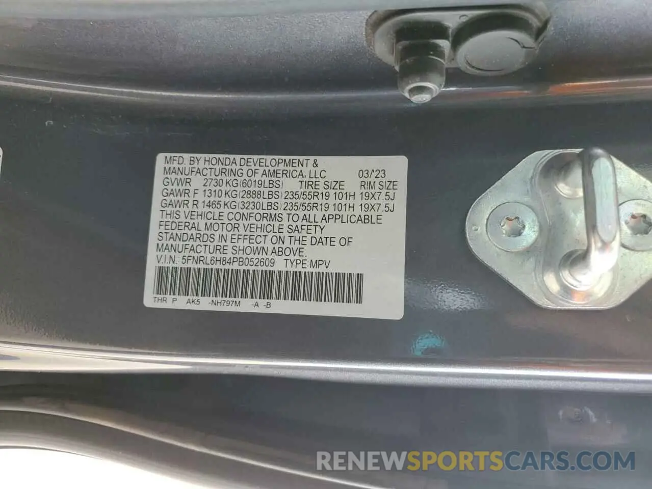 15 Photograph of a damaged car 5FNRL6H84PB052609 HONDA ODYSSEY 2023