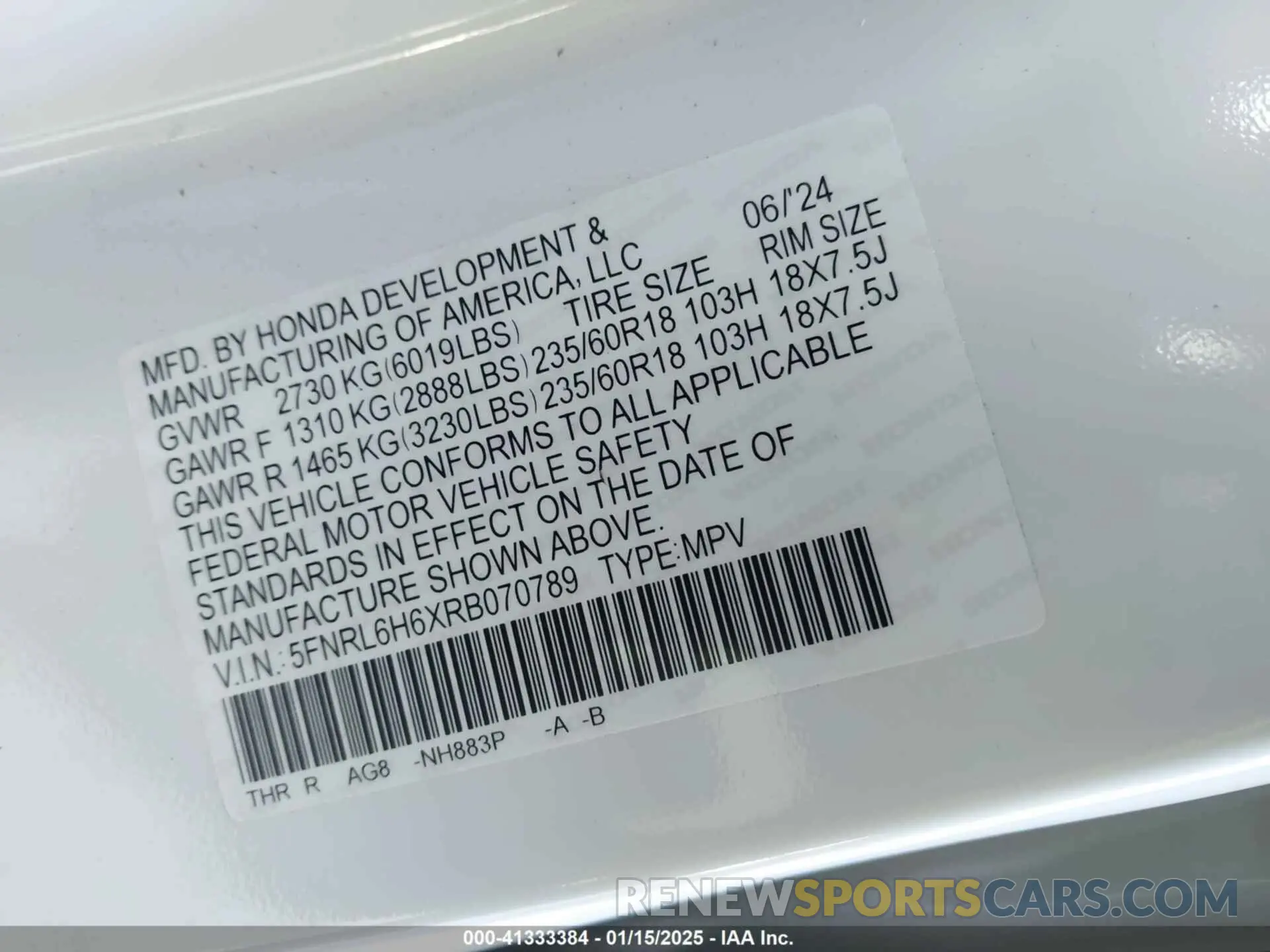 9 Photograph of a damaged car 5FNRL6H6XRB070789 HONDA ODYSSEY 2024