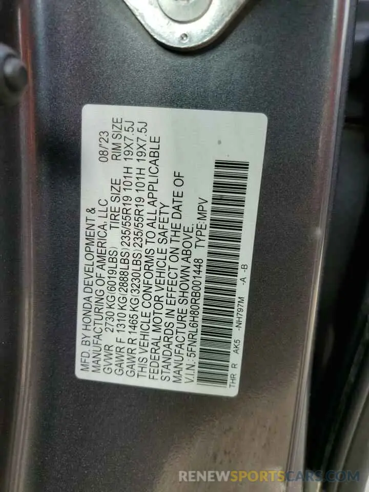 13 Photograph of a damaged car 5FNRL6H80RB001448 HONDA ODYSSEY 2024