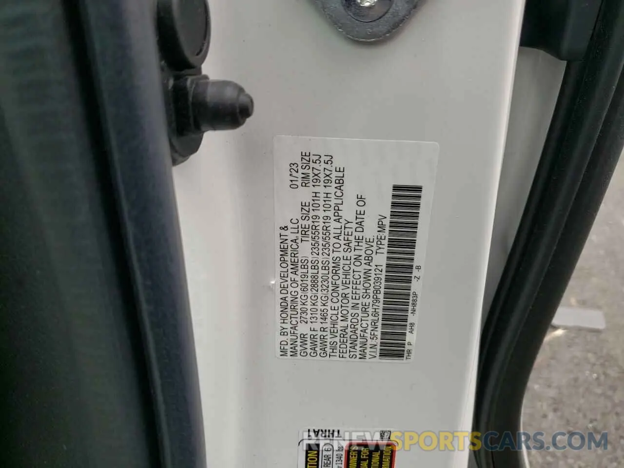 12 Photograph of a damaged car 5FNRL6H79PB039121 HONDA ODYSSEY SP 2023