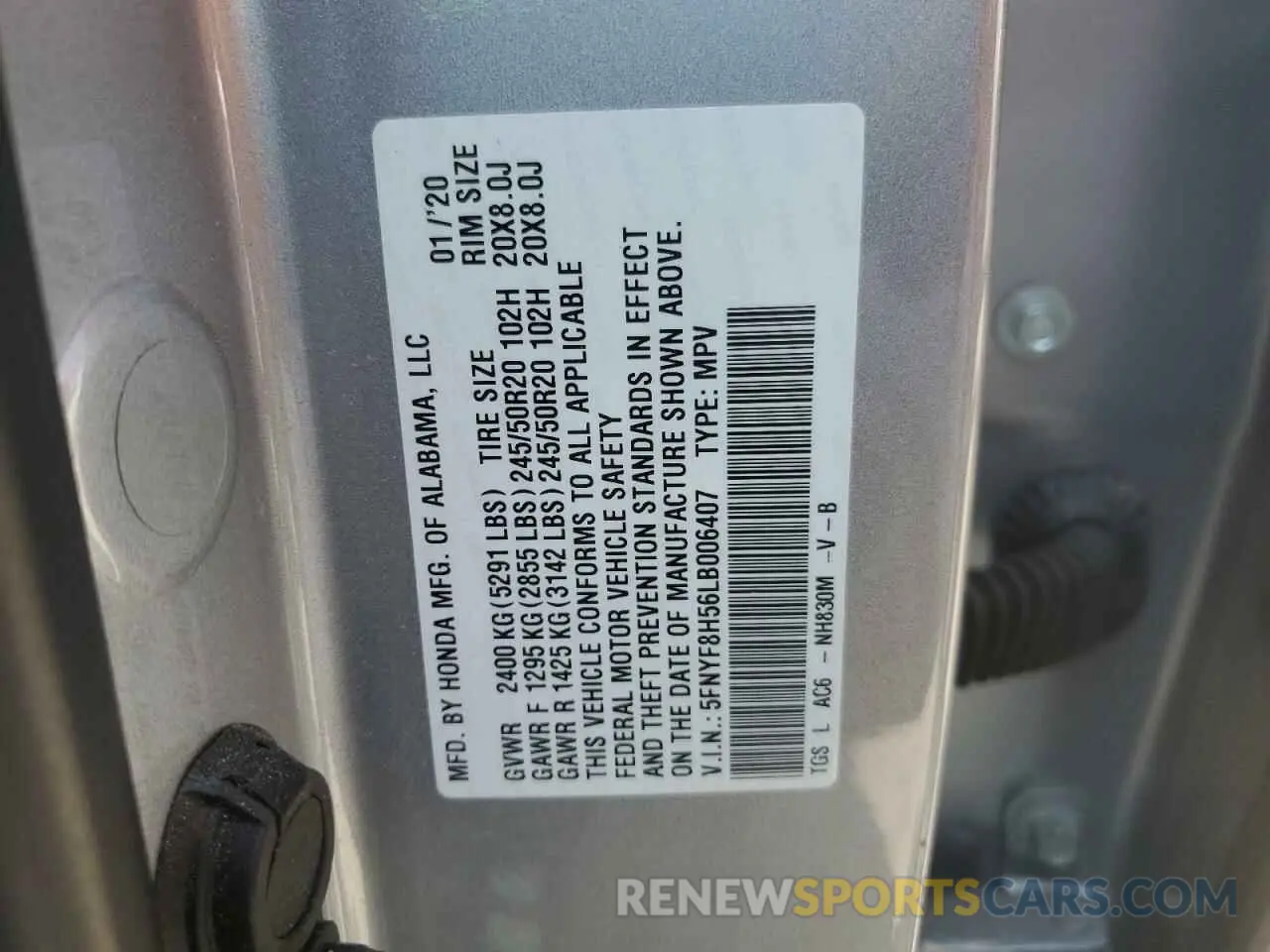 12 Photograph of a damaged car 5FNYF8H56LB006407 HONDA PASSPORT 2020