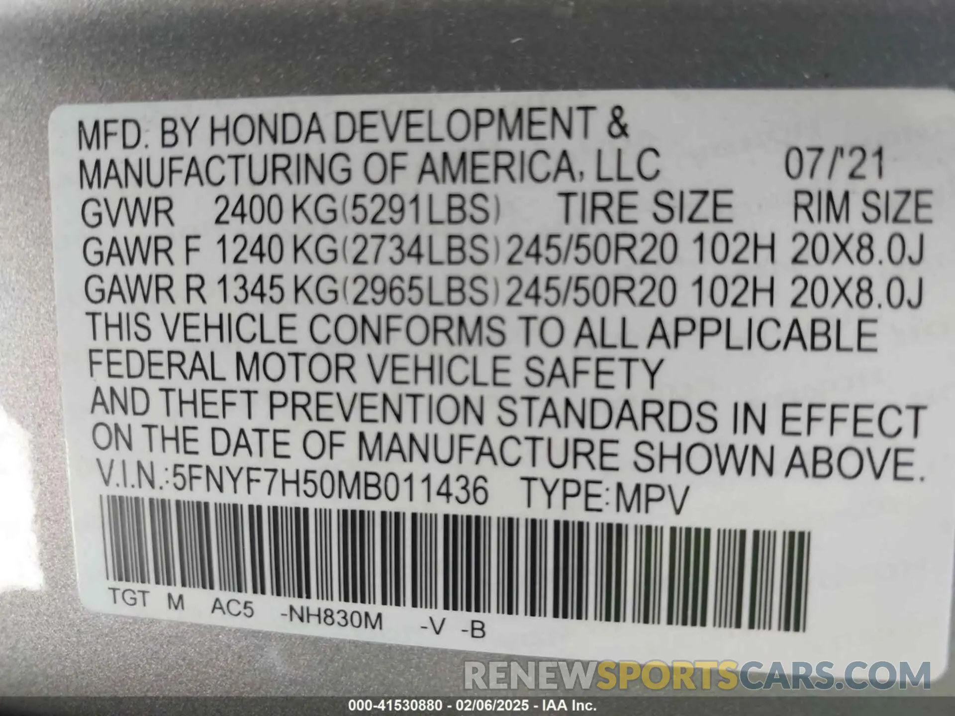 9 Photograph of a damaged car 5FNYF7H50MB011436 HONDA PASSPORT 2021