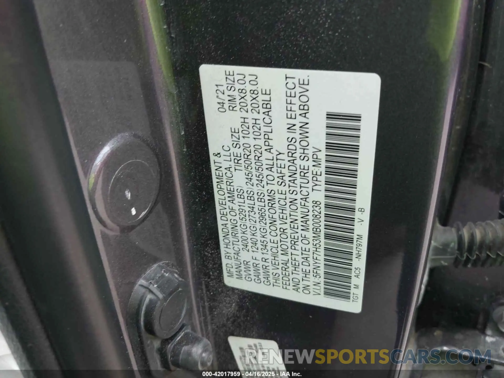 9 Photograph of a damaged car 5FNYF7H53MB008238 HONDA PASSPORT 2021