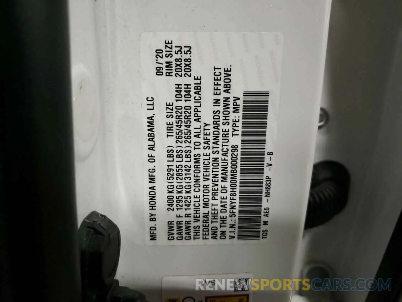 14 Photograph of a damaged car 5FNYF8H00MB000298 HONDA PASSPORT 2021