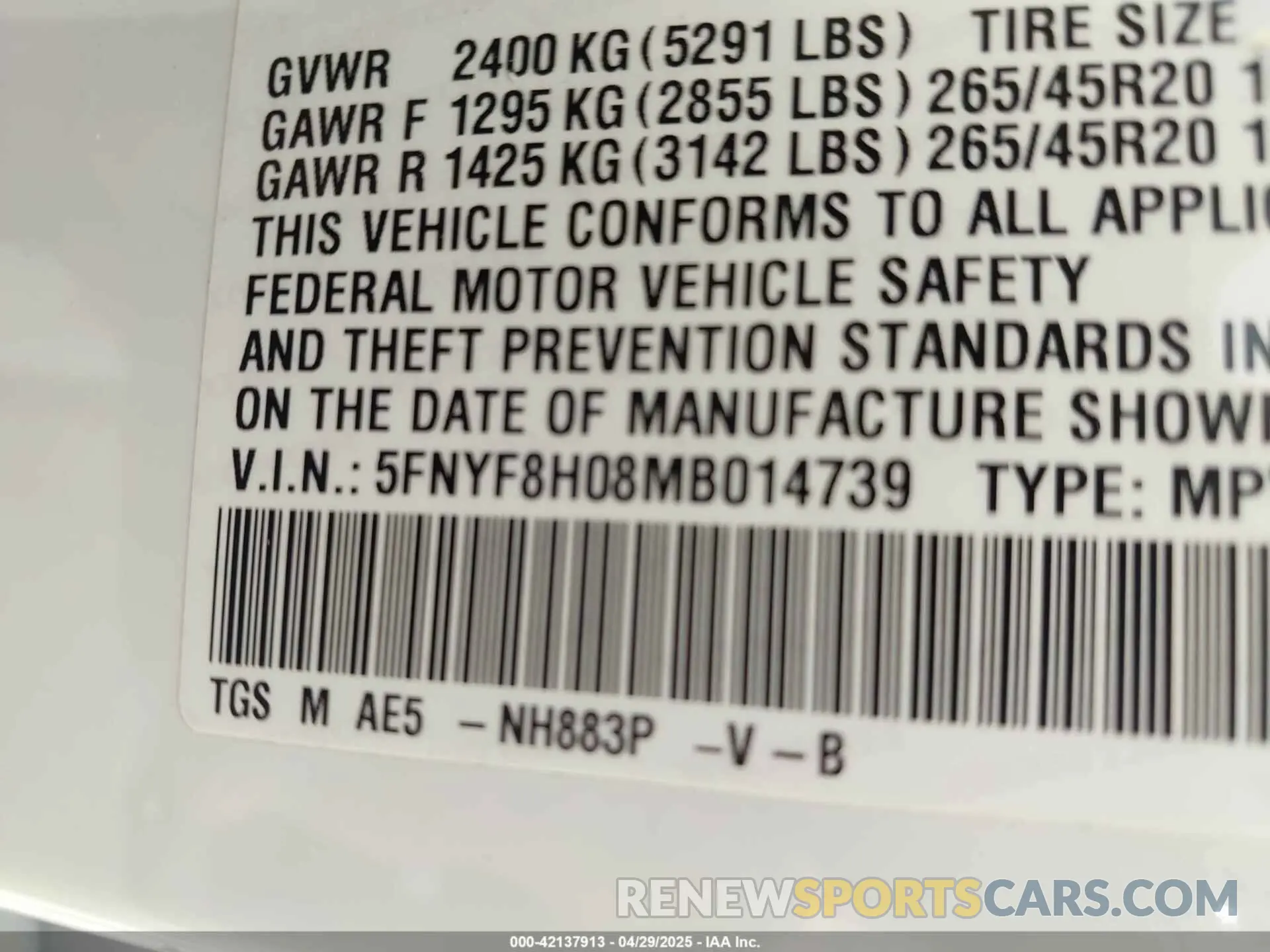9 Photograph of a damaged car 5FNYF8H08MB014739 HONDA PASSPORT 2021