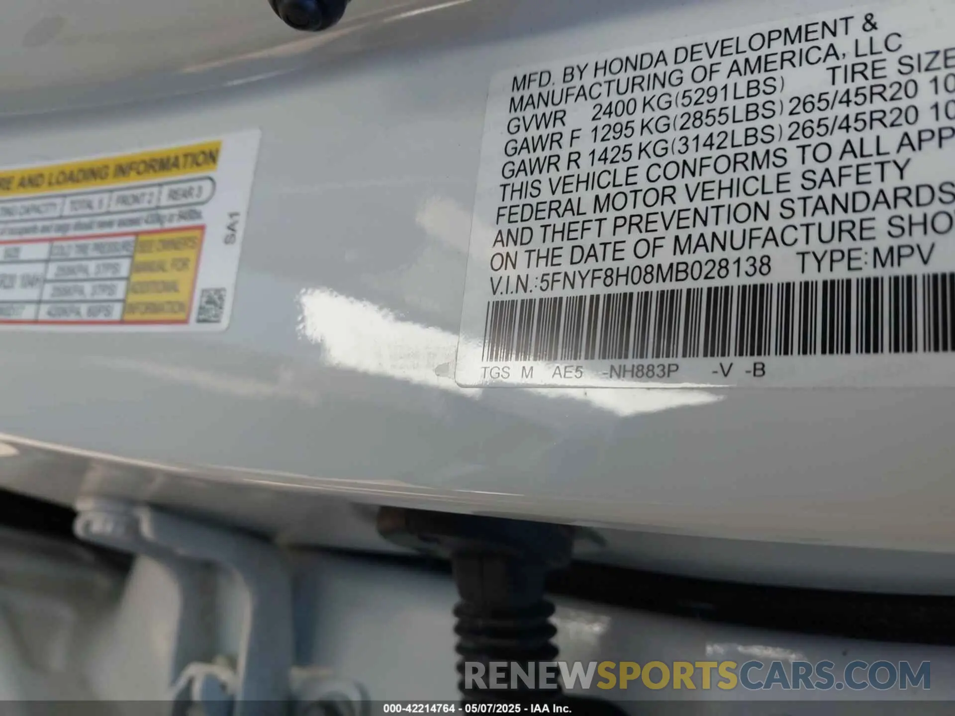 9 Photograph of a damaged car 5FNYF8H08MB028138 HONDA PASSPORT 2021