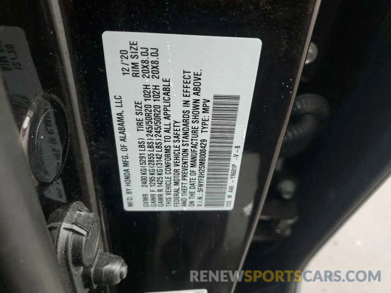 15 Photograph of a damaged car 5FNYF8H25MB008429 HONDA PASSPORT 2021