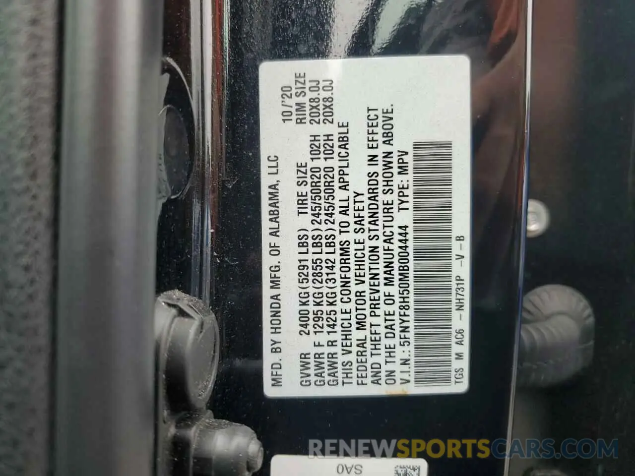 14 Photograph of a damaged car 5FNYF8H50MB004444 HONDA PASSPORT 2021