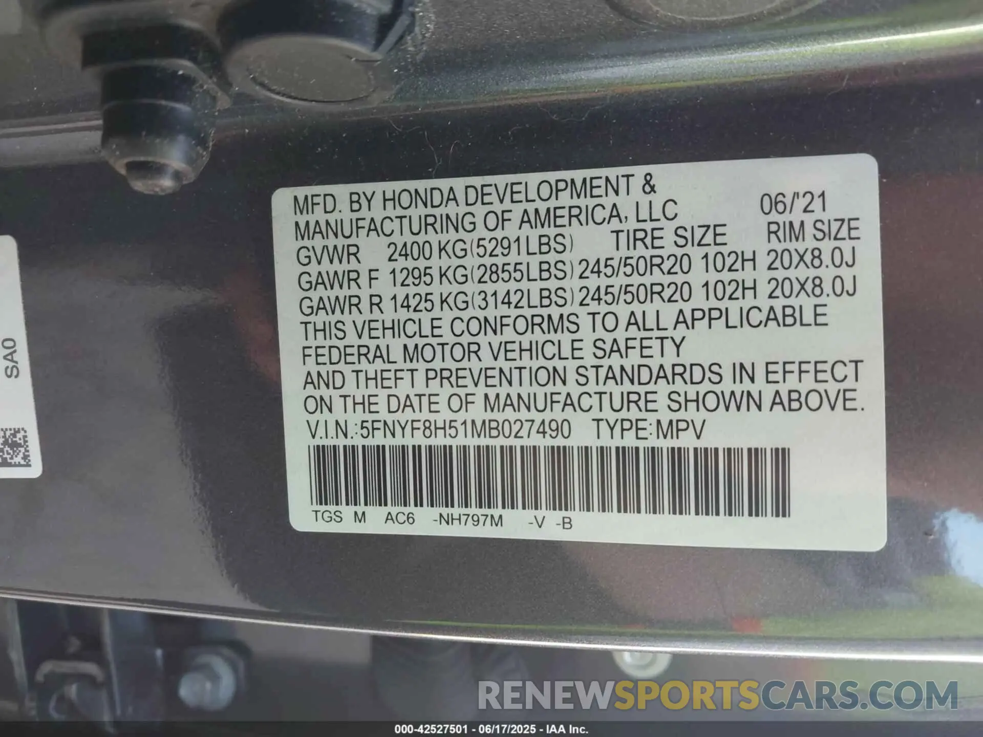 9 Photograph of a damaged car 5FNYF8H51MB027490 HONDA PASSPORT 2021