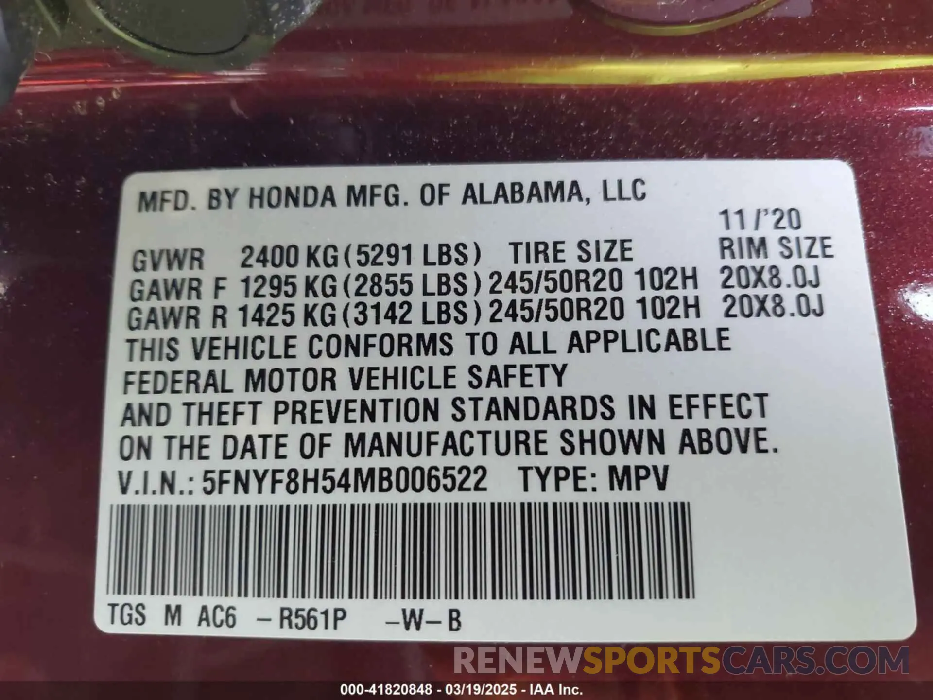 9 Photograph of a damaged car 5FNYF8H54MB006522 HONDA PASSPORT 2021