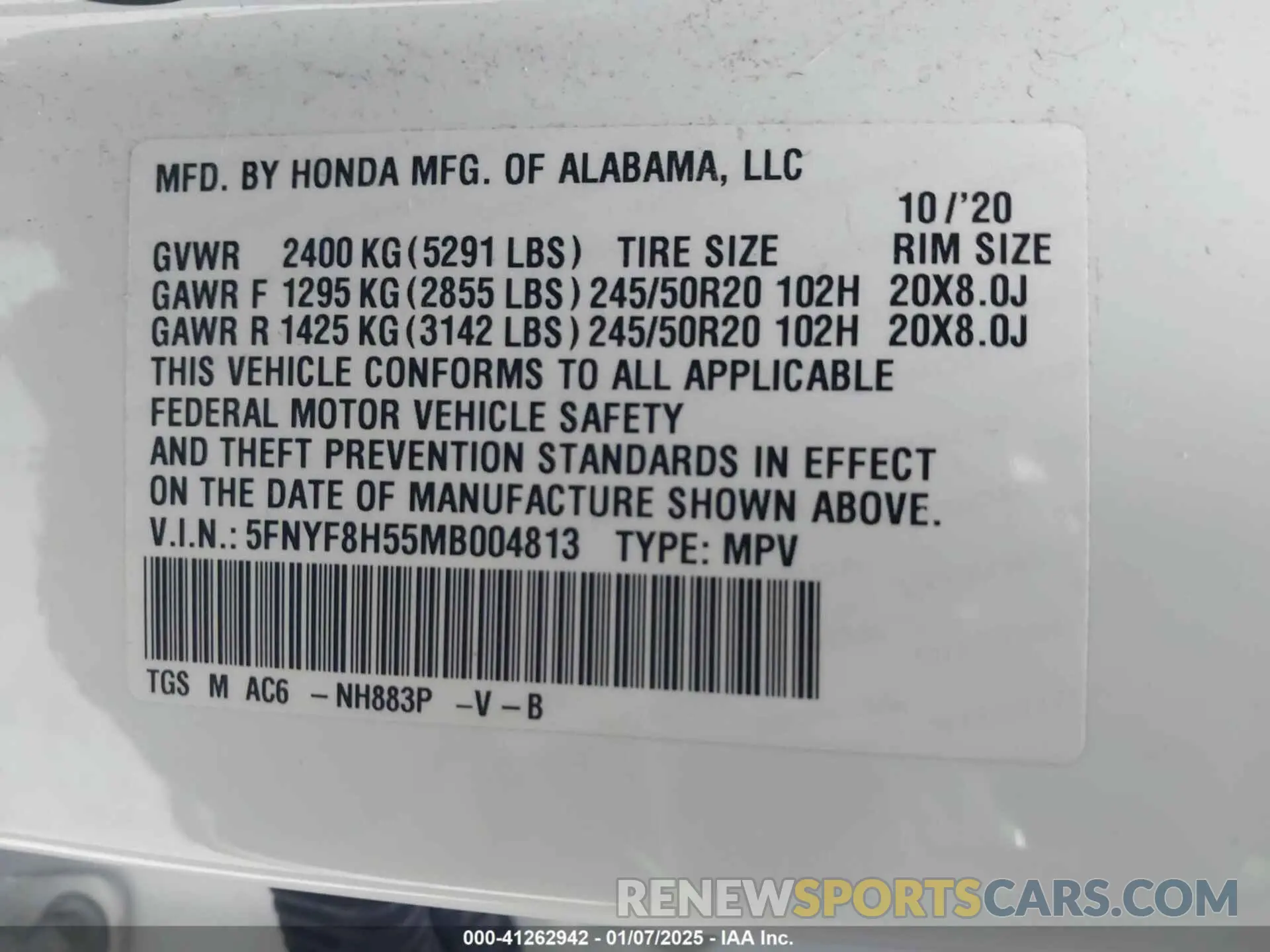 9 Photograph of a damaged car 5FNYF8H55MB004813 HONDA PASSPORT 2021