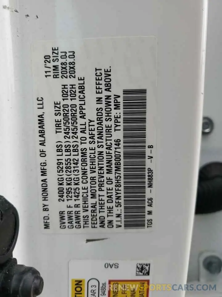13 Photograph of a damaged car 5FNYF8H57MB007146 HONDA PASSPORT 2021