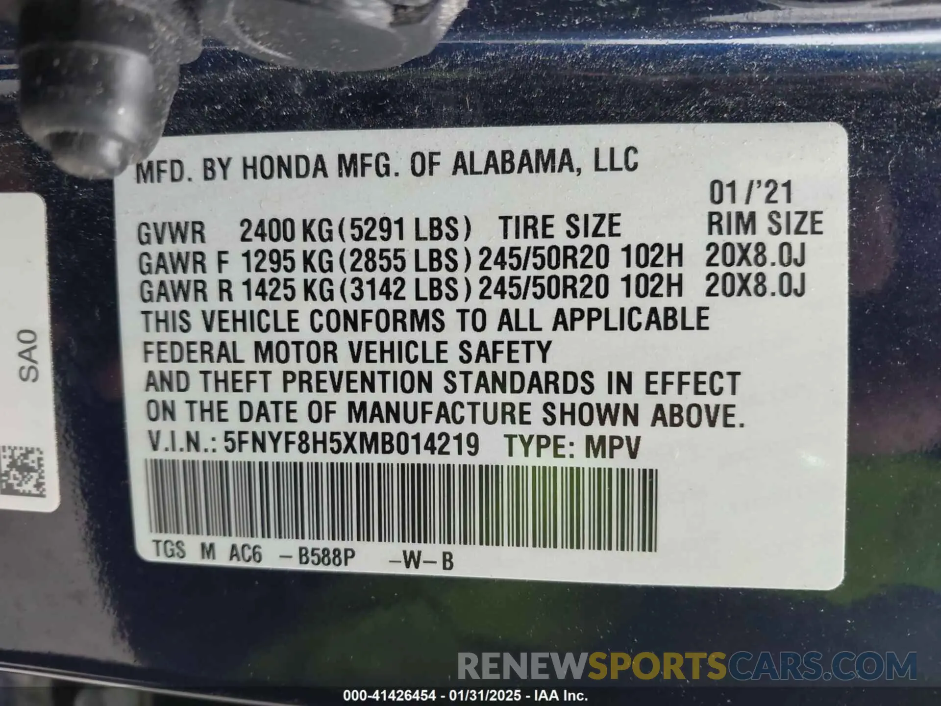 9 Photograph of a damaged car 5FNYF8H5XMB014219 HONDA PASSPORT 2021