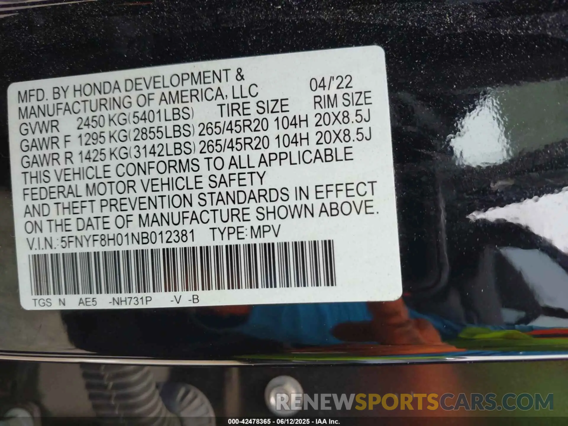 9 Photograph of a damaged car 5FNYF8H01NB012381 HONDA PASSPORT 2022