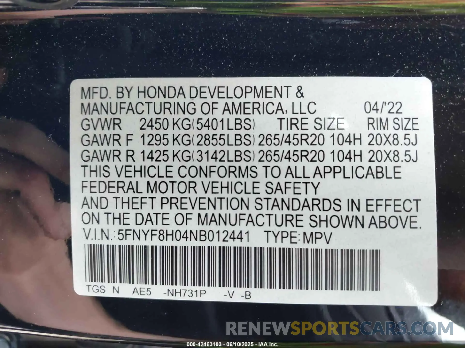 9 Photograph of a damaged car 5FNYF8H04NB012441 HONDA PASSPORT 2022