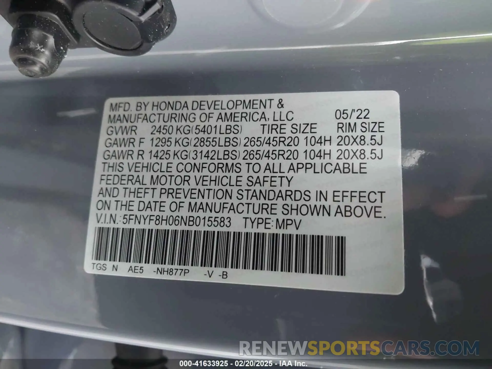 9 Photograph of a damaged car 5FNYF8H06NB015583 HONDA PASSPORT 2022