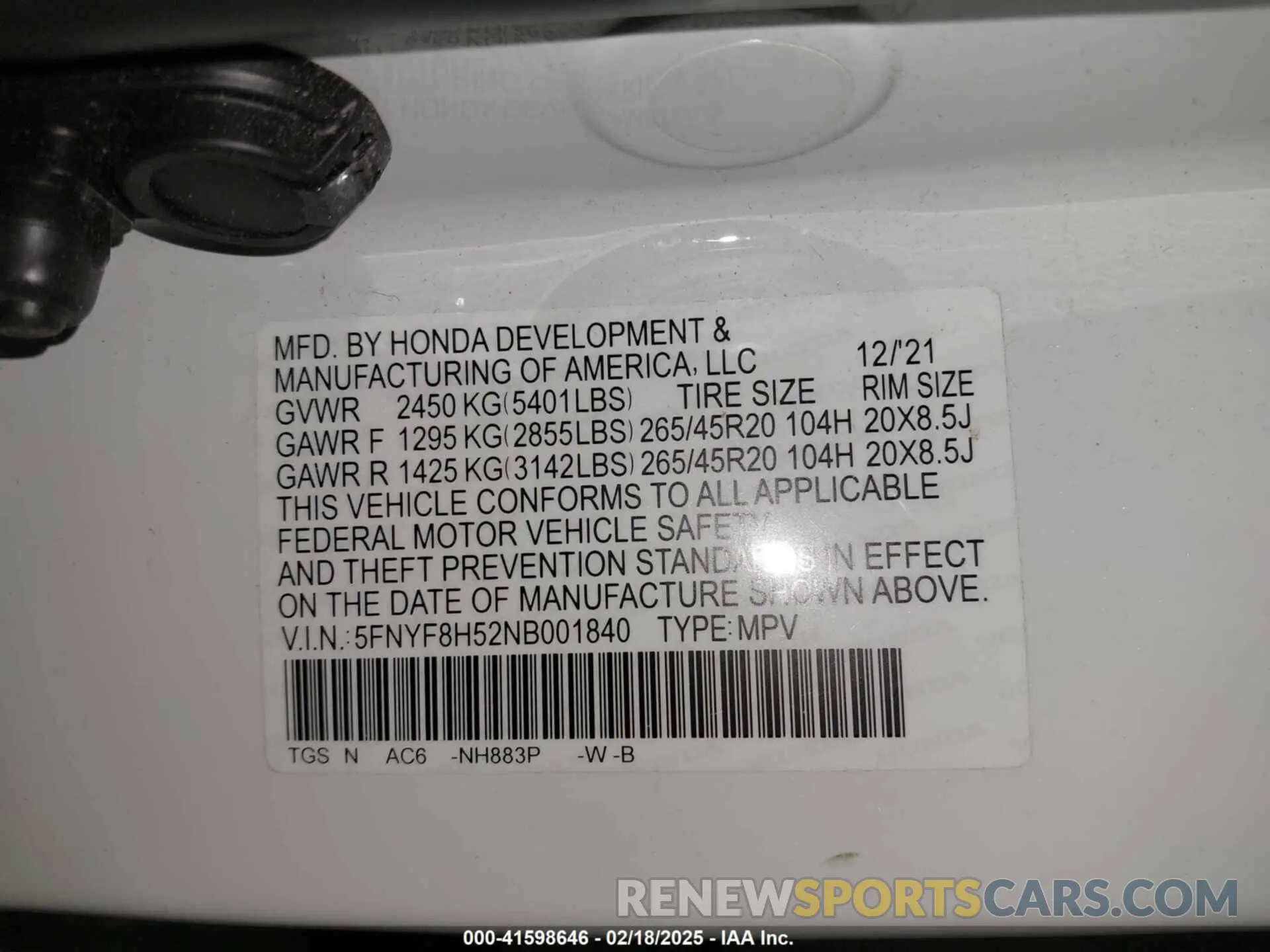 9 Photograph of a damaged car 5FNYF8H52NB001840 HONDA PASSPORT 2022