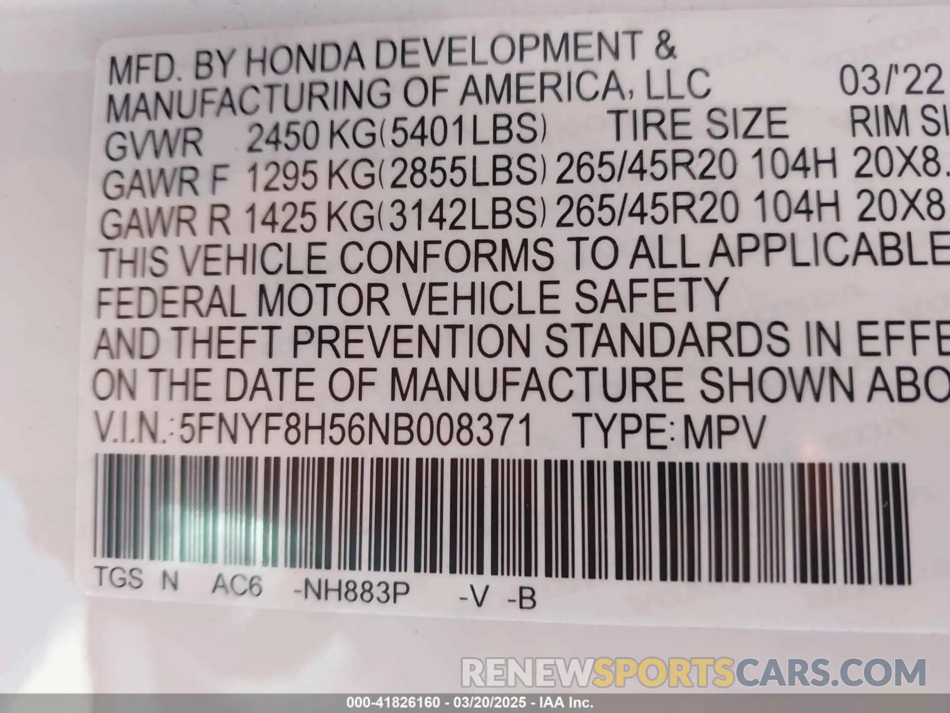 9 Photograph of a damaged car 5FNYF8H56NB008371 HONDA PASSPORT 2022