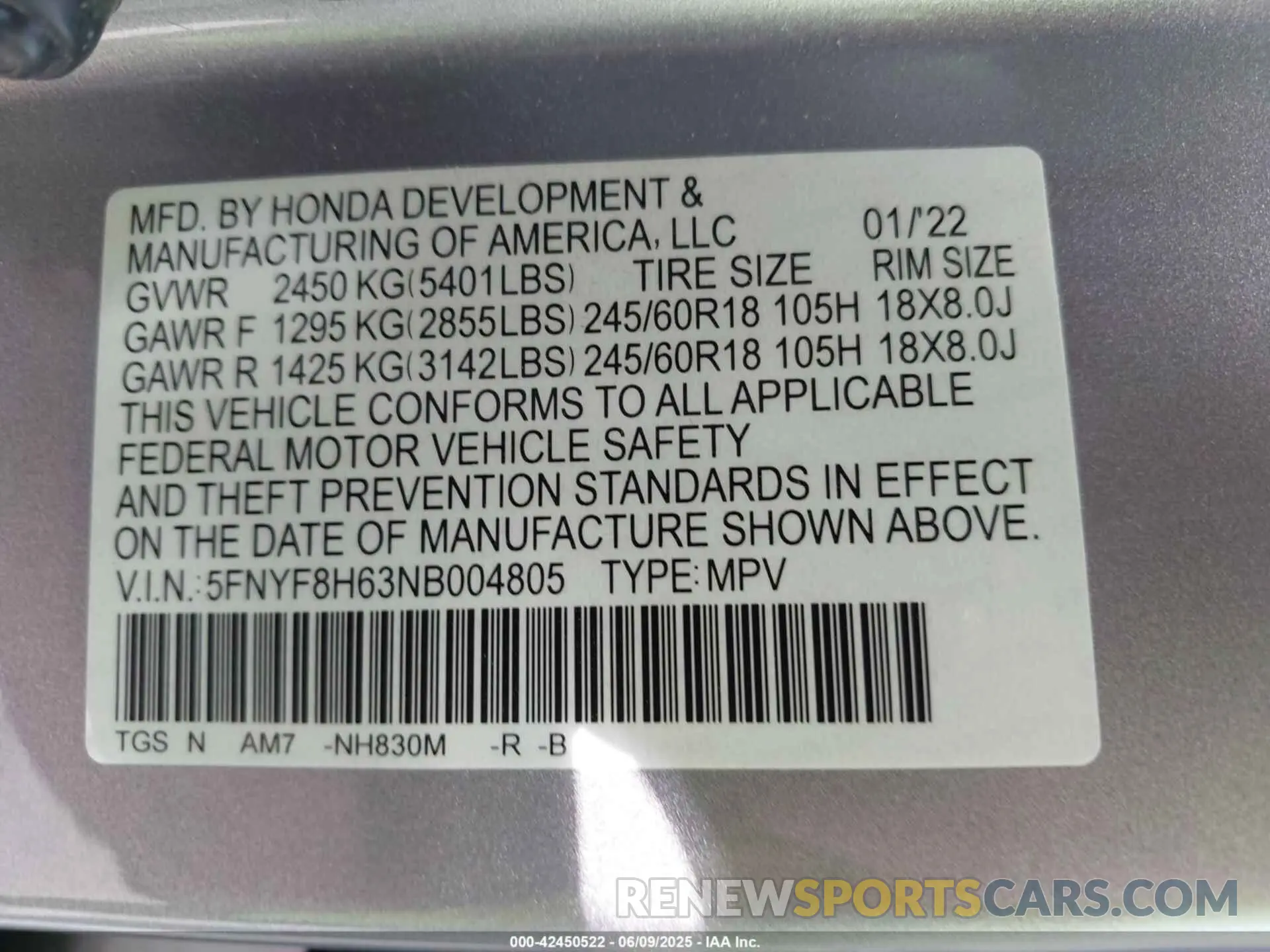 9 Photograph of a damaged car 5FNYF8H63NB004805 HONDA PASSPORT 2022