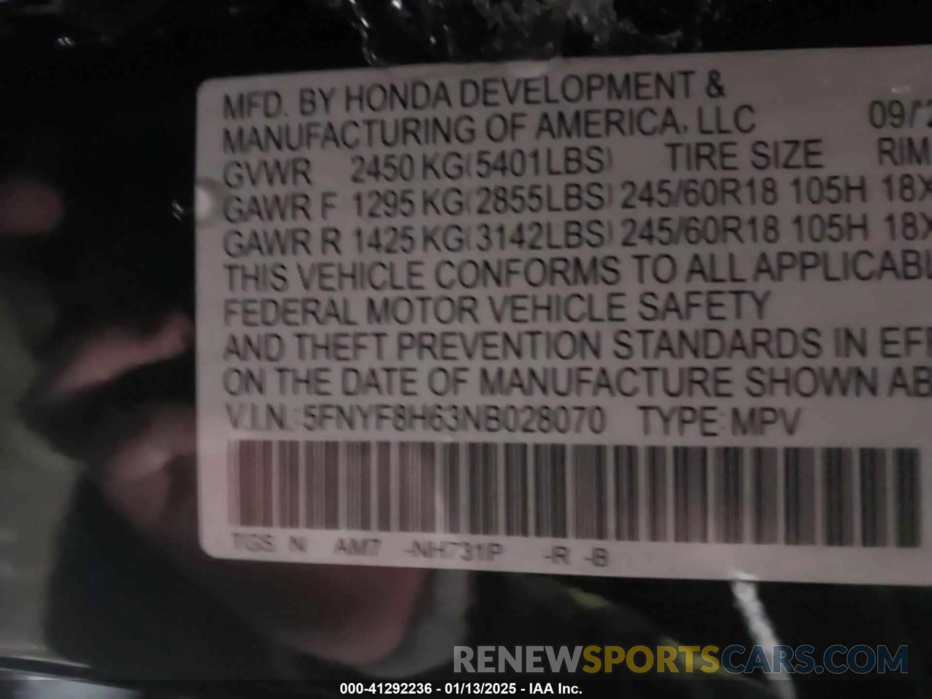 9 Photograph of a damaged car 5FNYF8H63NB028070 HONDA PASSPORT 2022