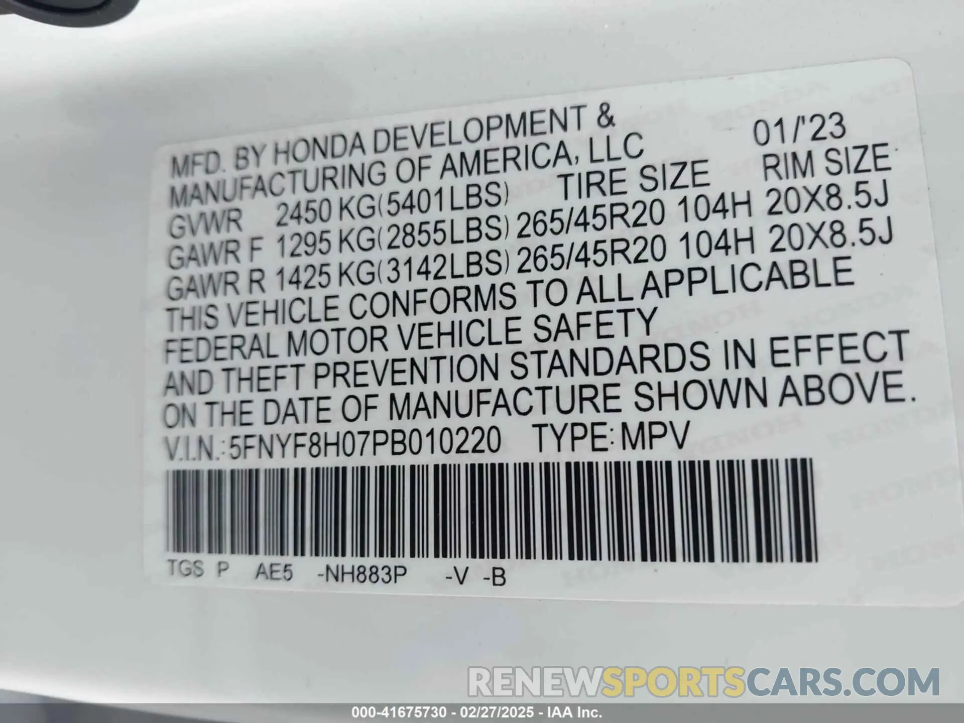 9 Photograph of a damaged car 5FNYF8H07PB010220 HONDA PASSPORT 2023