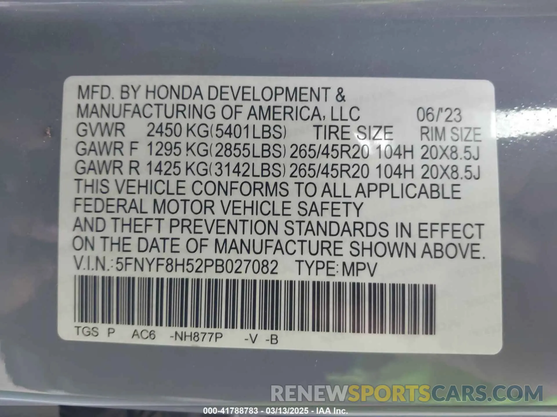 9 Photograph of a damaged car 5FNYF8H52PB027082 HONDA PASSPORT 2023