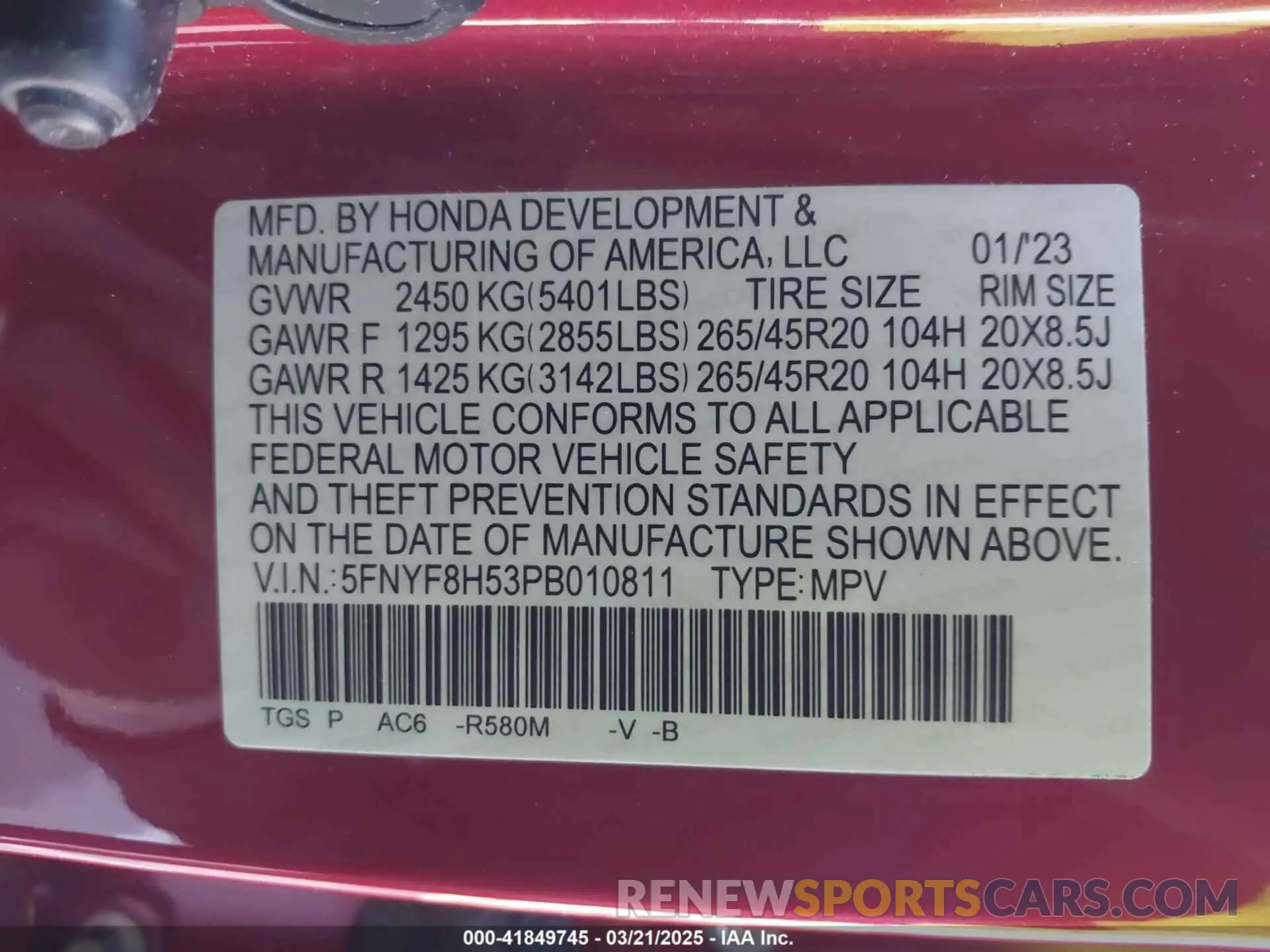 9 Photograph of a damaged car 5FNYF8H53PB010811 HONDA PASSPORT 2023