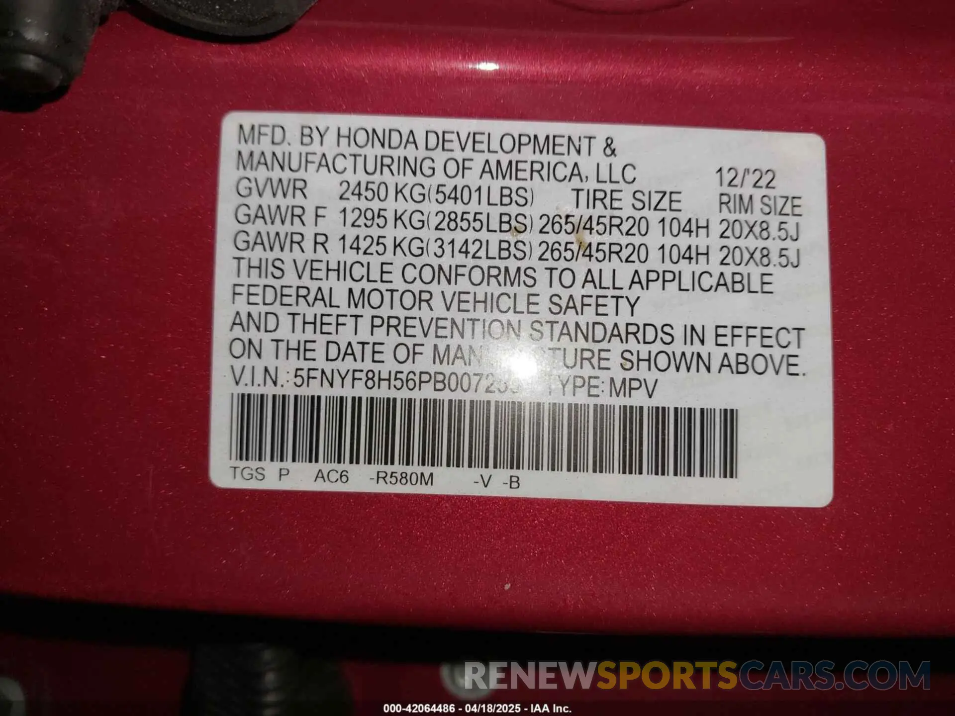 9 Photograph of a damaged car 5FNYF8H56PB007255 HONDA PASSPORT 2023