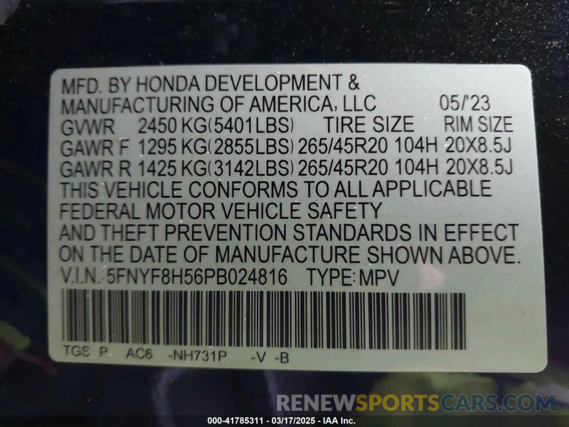 9 Photograph of a damaged car 5FNYF8H56PB024816 HONDA PASSPORT 2023