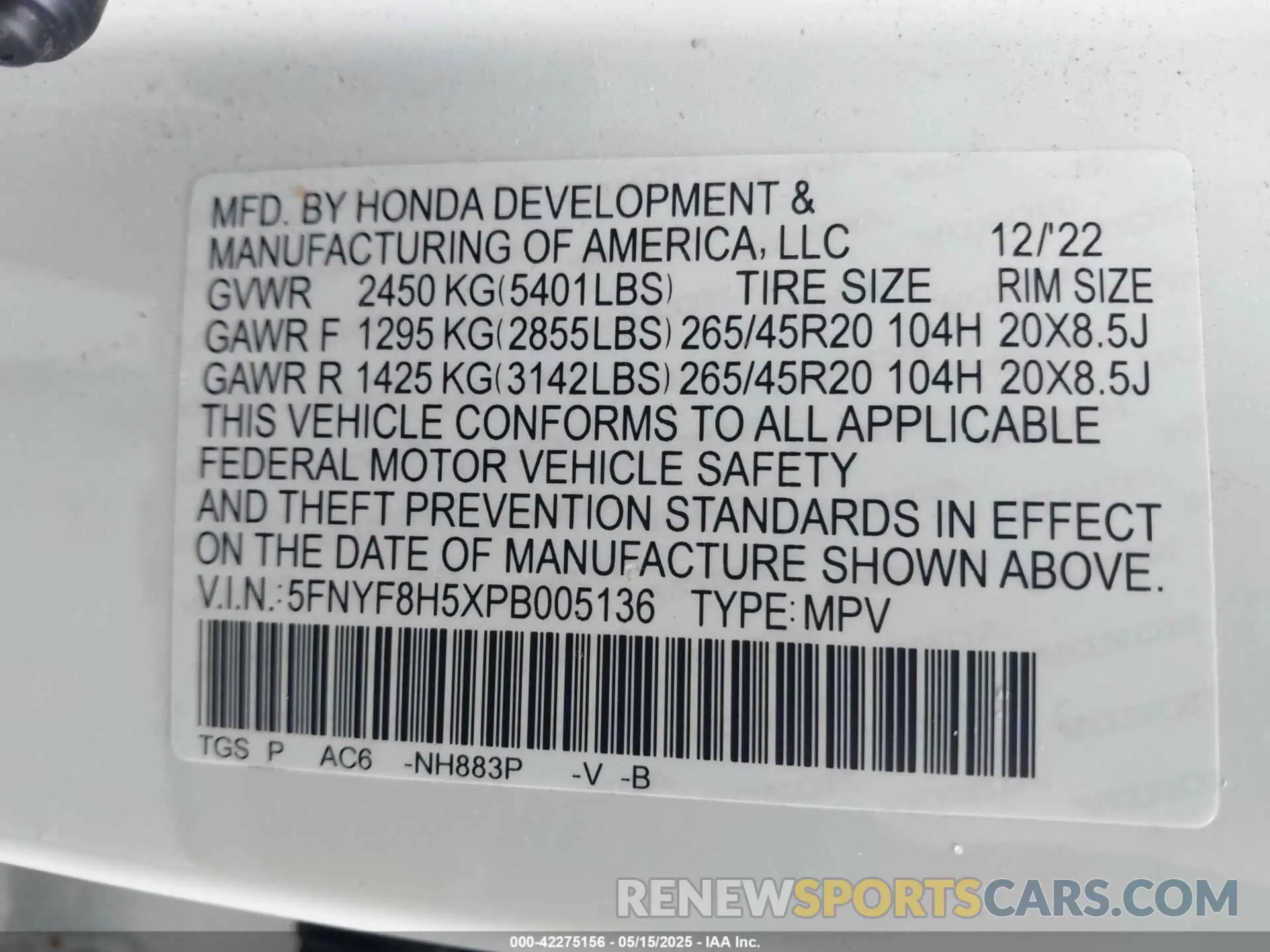 9 Photograph of a damaged car 5FNYF8H5XPB005136 HONDA PASSPORT 2023