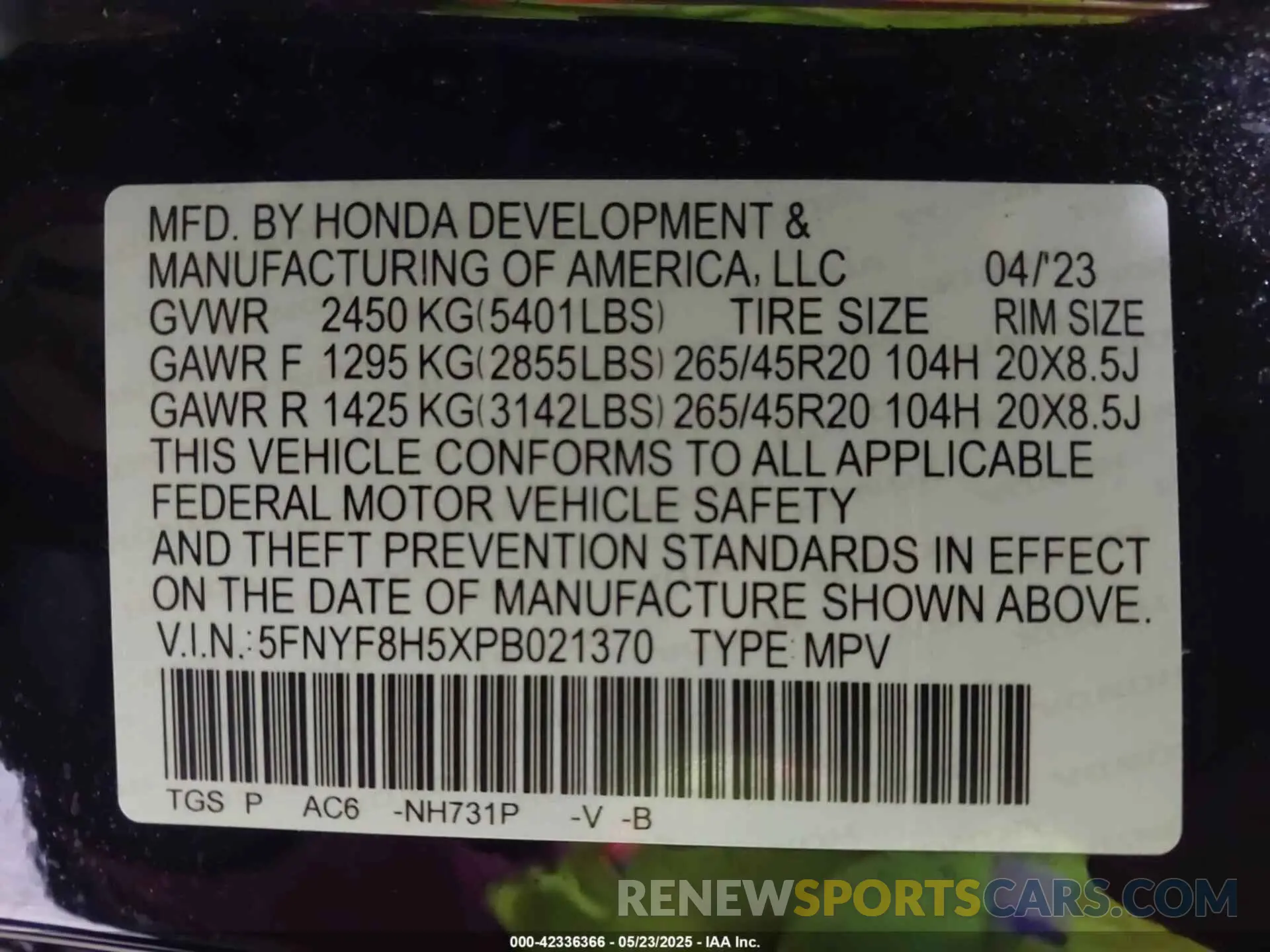 9 Photograph of a damaged car 5FNYF8H5XPB021370 HONDA PASSPORT 2023