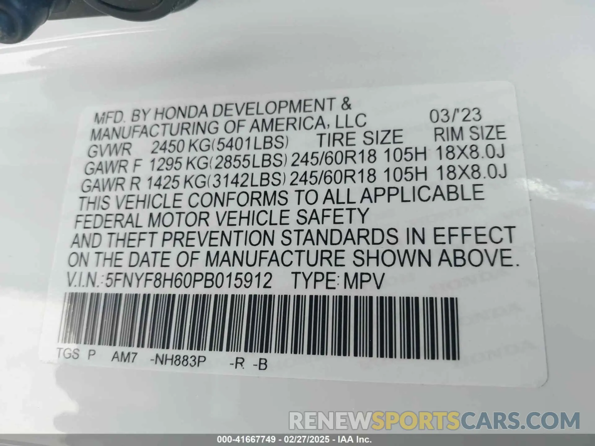 9 Photograph of a damaged car 5FNYF8H60PB015912 HONDA PASSPORT 2023