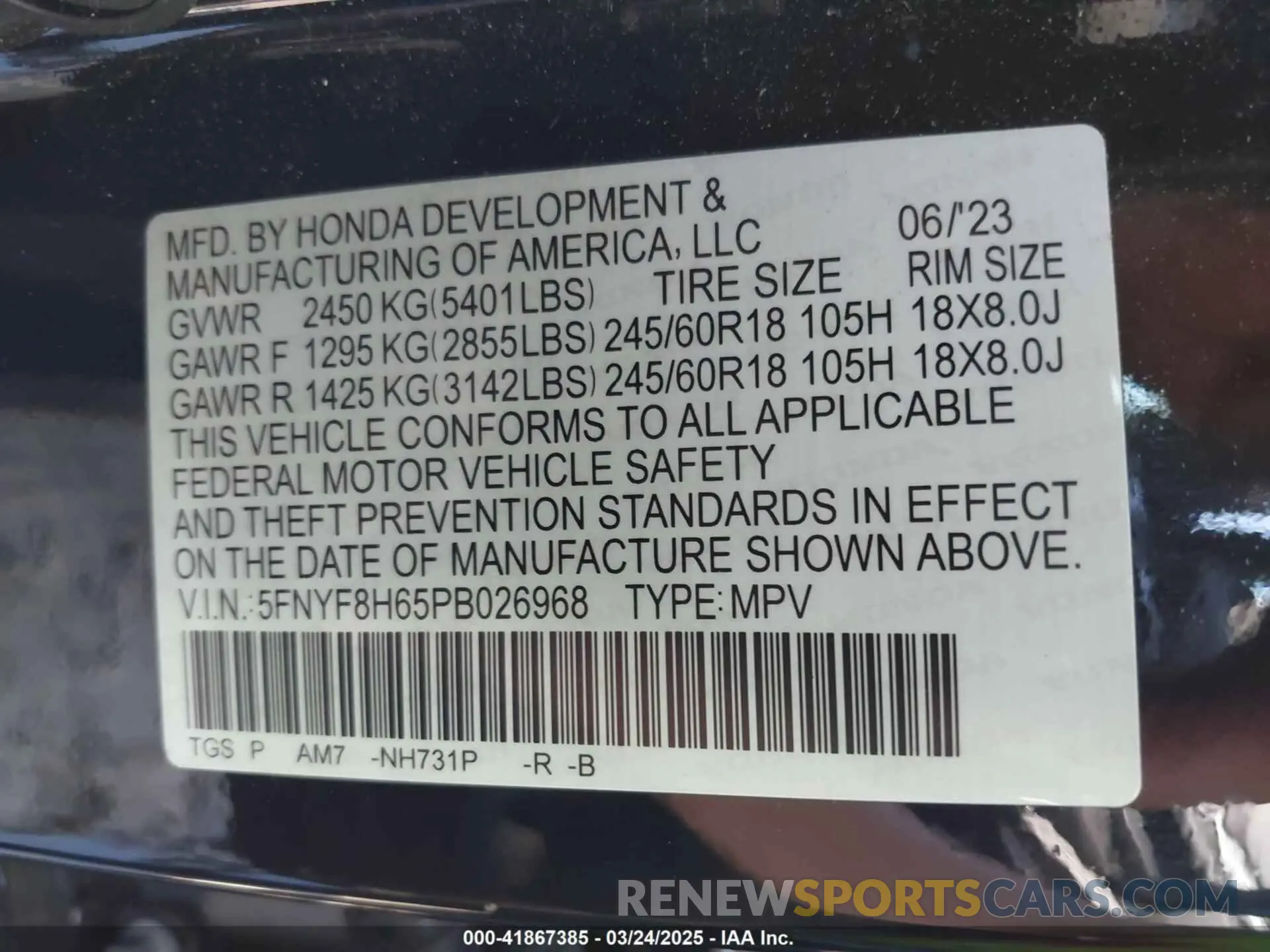 9 Photograph of a damaged car 5FNYF8H65PB026968 HONDA PASSPORT 2023