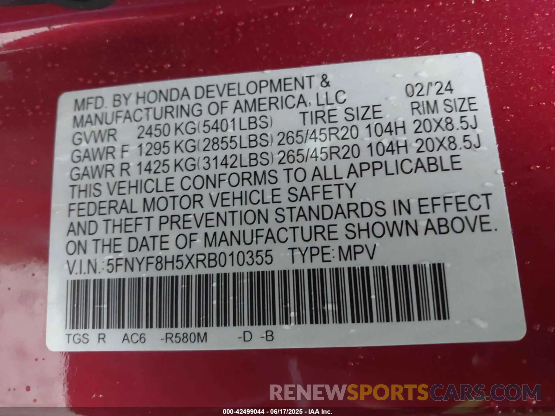 9 Photograph of a damaged car 5FNYF8H5XRB010355 HONDA PASSPORT 2024