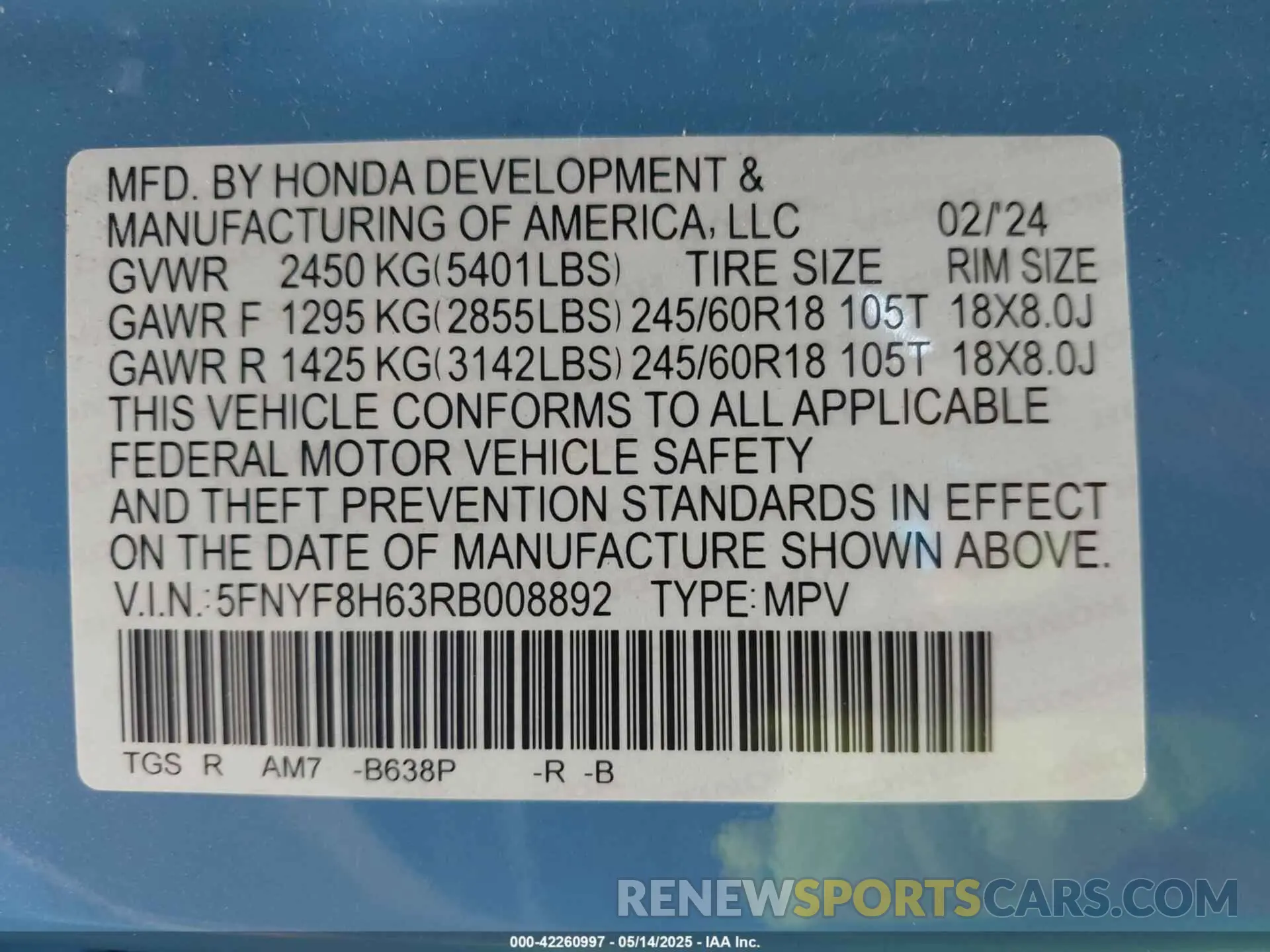 9 Photograph of a damaged car 5FNYF8H63RB008892 HONDA PASSPORT 2024
