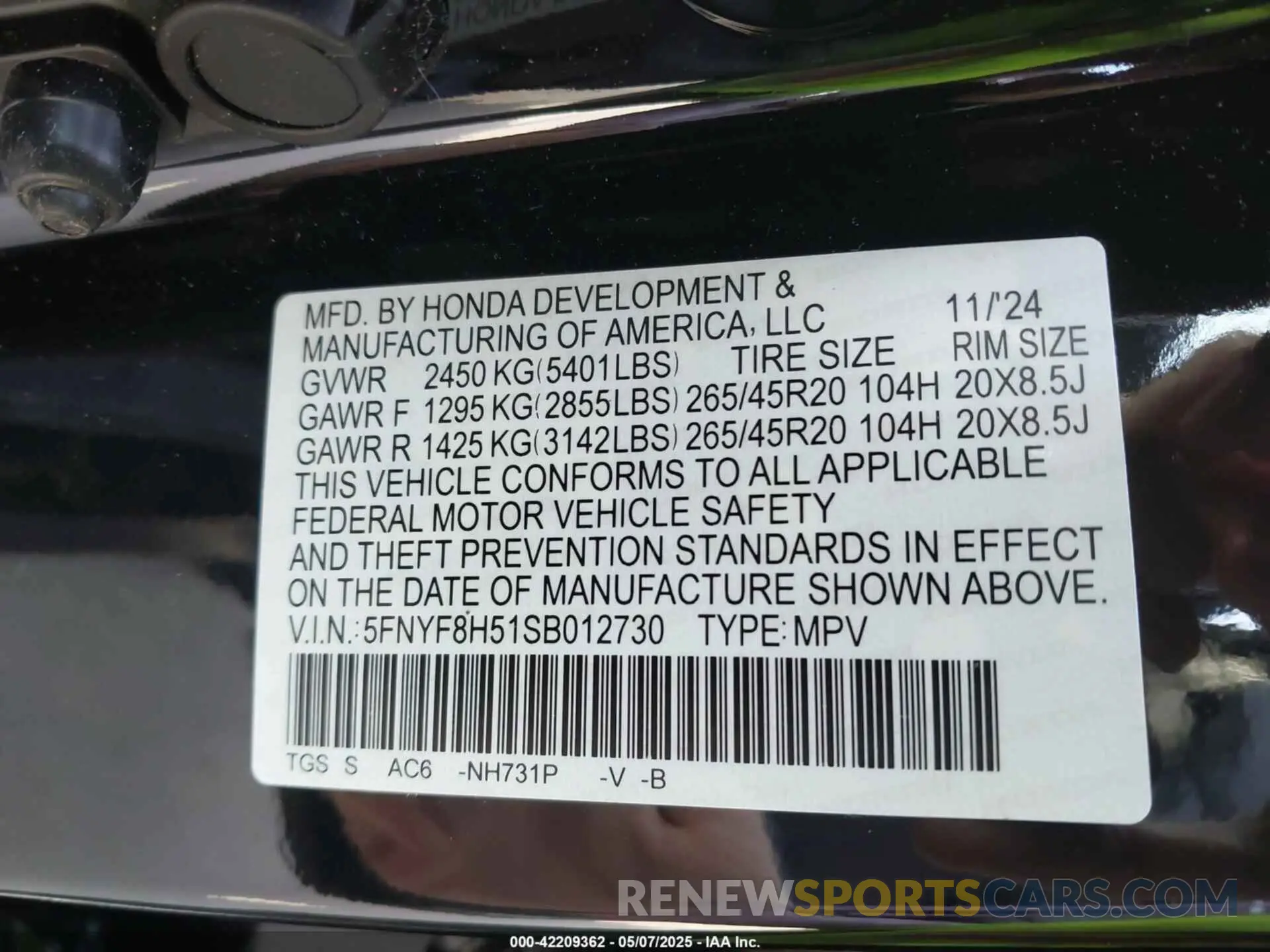 9 Photograph of a damaged car 5FNYF8H51SB012730 HONDA PASSPORT 2025