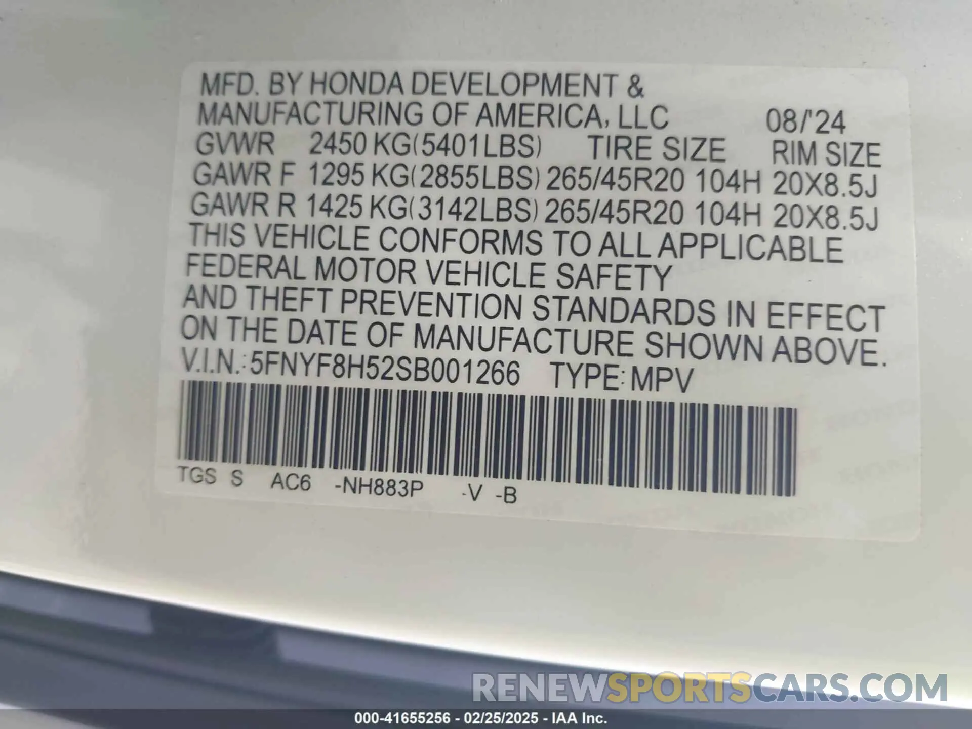 9 Photograph of a damaged car 5FNYF8H52SB001266 HONDA PASSPORT 2025