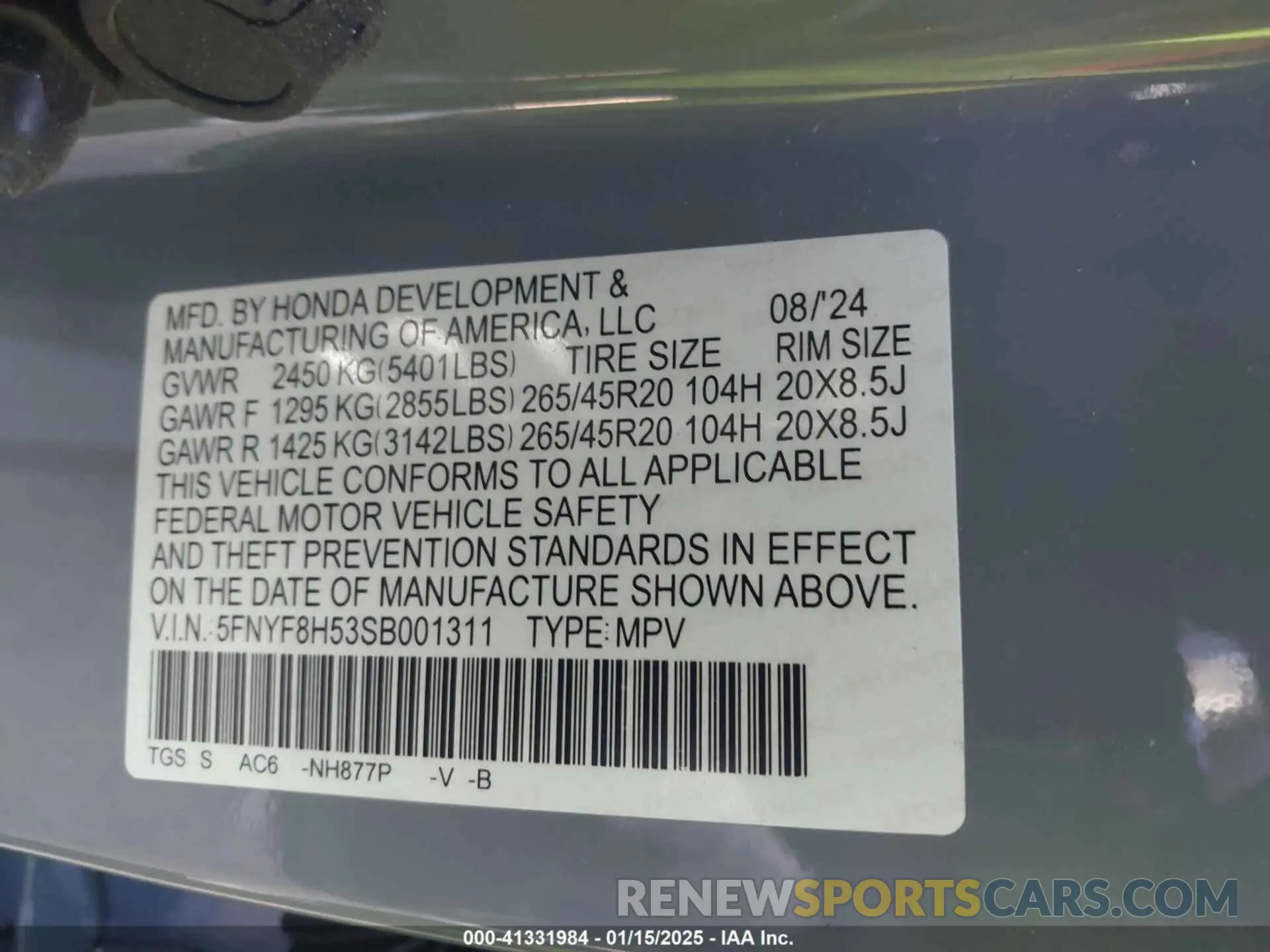 9 Photograph of a damaged car 5FNYF8H53SB001311 HONDA PASSPORT 2025
