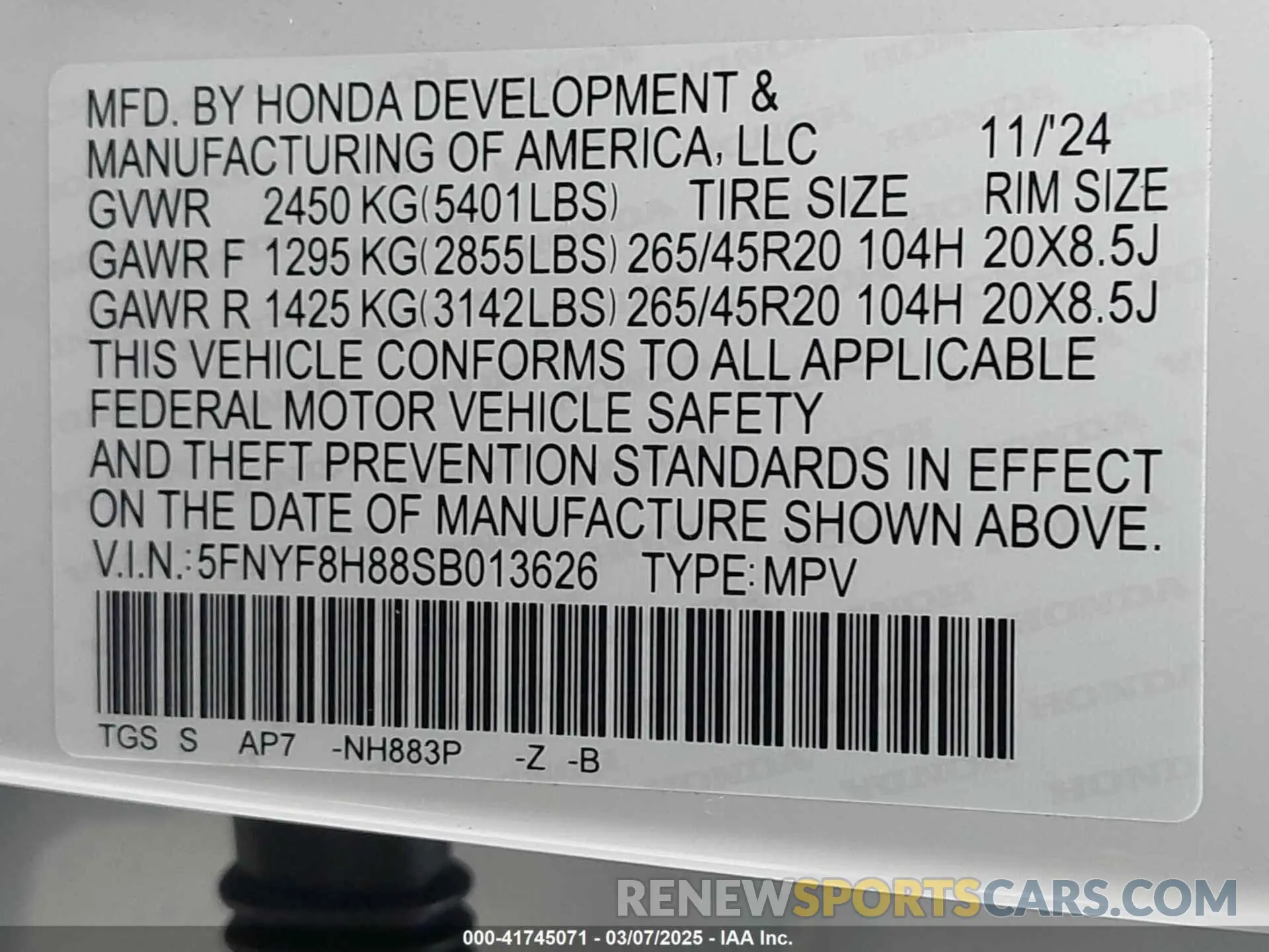 9 Photograph of a damaged car 5FNYF8H88SB013626 HONDA PASSPORT 2025