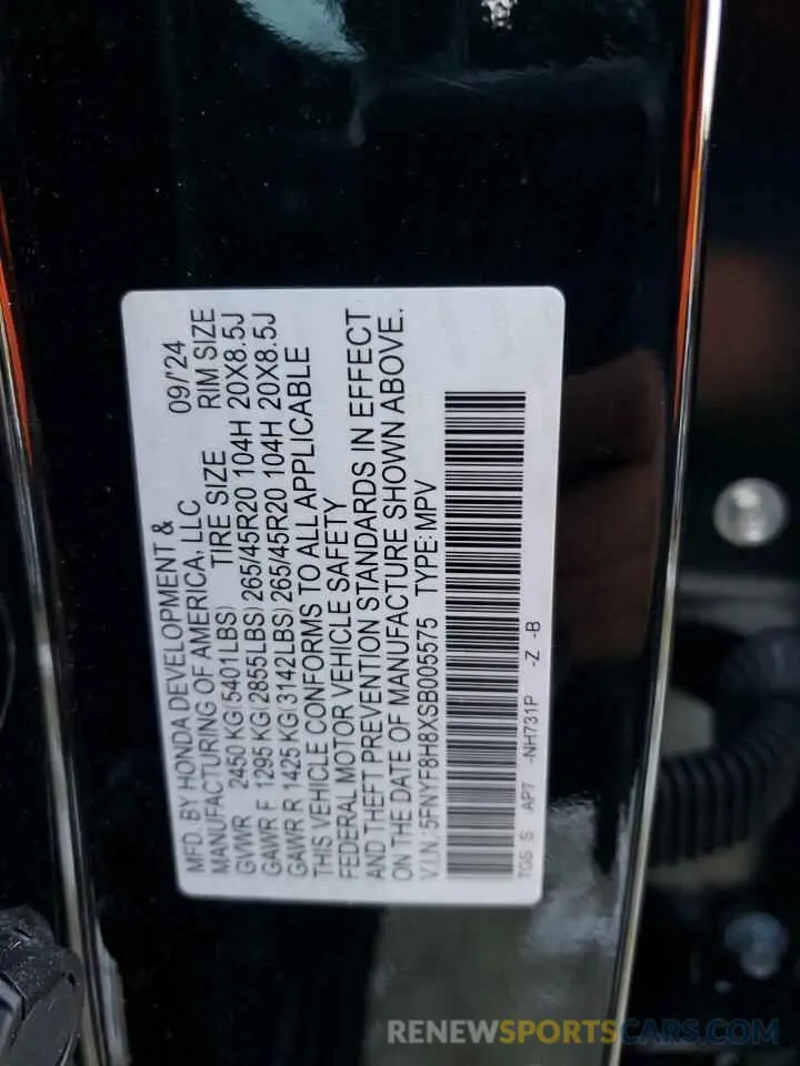 13 Photograph of a damaged car 5FNYF8H8XSB005575 HONDA PASSPORT B 2025